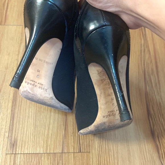 Kate Spade Black Peep Toe Fabric & Leather Heels - Picture 6 of 8